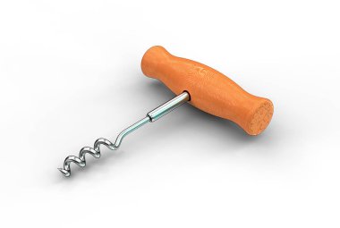 beyaz izole tirbuşon 3D çizimi