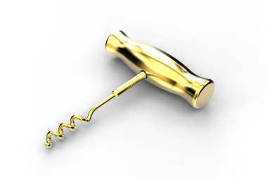 beyaz izole tirbuşon 3D çizimi