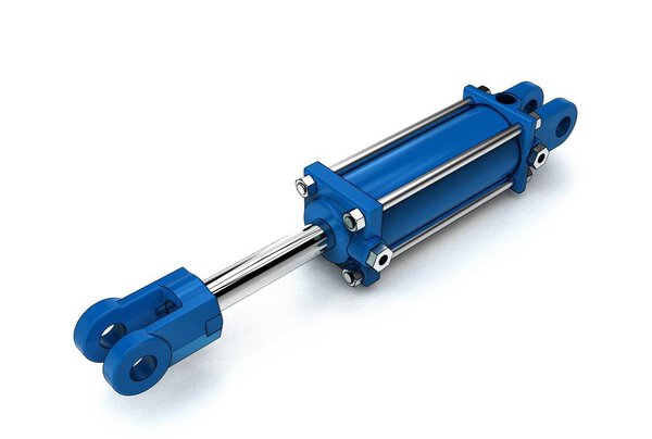 3d illustration of hydraulic cylinder isolated on white background