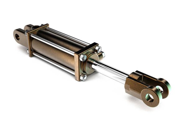3d illustration of hydraulic cylinder isolated on white background