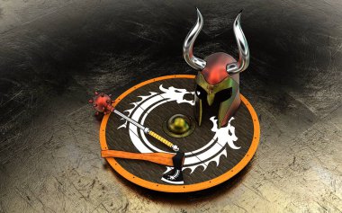 Viking zırh izole 3d illüstrasyon