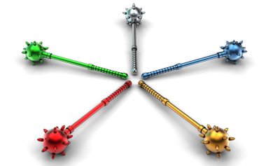Ortaçağ viking topuz izole 3d illüstrasyon