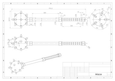 Ortaçağ viking topuz izole 3d illüstrasyon