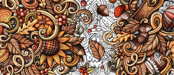 卡通可爱多彩的手绘涂鸦秋季季节横幅 — 图库照片