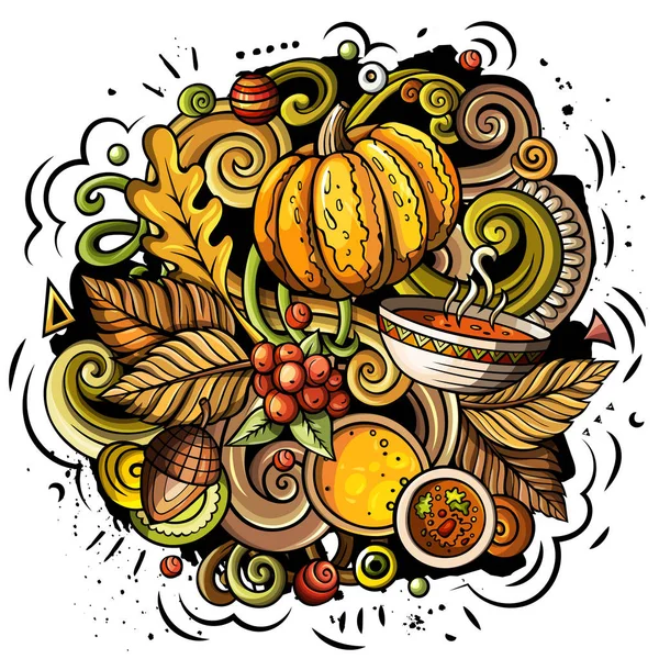 Мультфільм милий каракулі рука намальована осінь ілюстрація — стокове фото