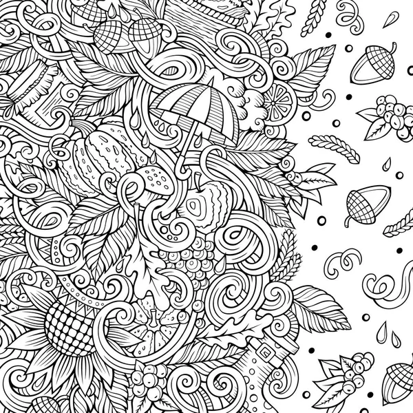 Κινουμένων σχεδίων χαριτωμένο doodles χέρι συρμένο σχέδιο πλαισίων φθινόπωρο — Φωτογραφία Αρχείου