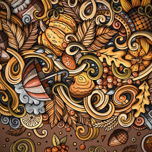 Roztomilý kreslený čmáranice ručně tažené konstrukce rámu podzim — Stock fotografie