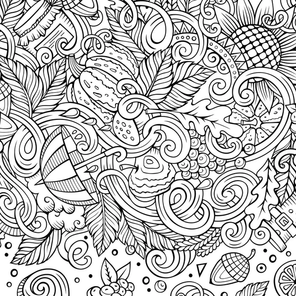 Çizgi film sevimli karalamalar çizilmiş sonbahar gövde tasarımı el — Stok fotoğraf