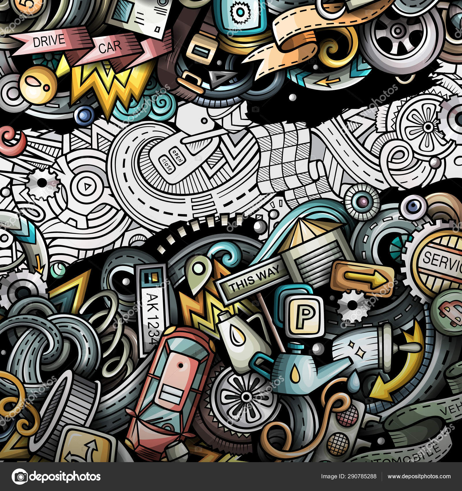 Cartoon doodles Automotive illustration. Cars service funny picture Stock Photo by ©3dsparrow 290785288 Cartoon doodles Automotive illustration. Cars service funny picture Stock Photo by ©3dsparrow 290785288