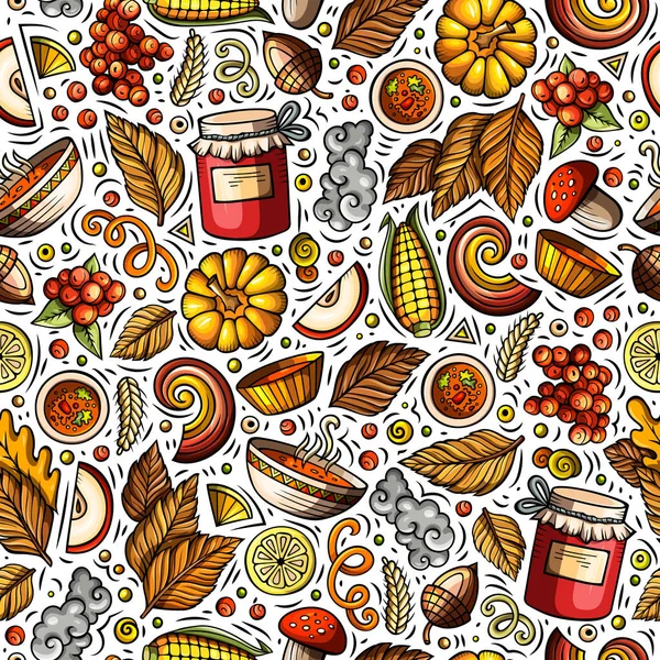 Rajzfilm aranyos kézzel rajzolt ősz a varrat nélküli mintát — Stock Fotó