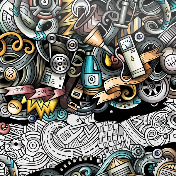 Cartoon doodles Illustrazione automobilistica. Auto servizio immagine divertente — Foto Stock