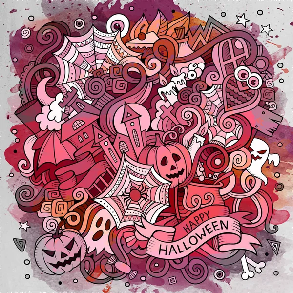Cartoon leuke doodles hand getekende illustratie van Halloween — Stockfoto
