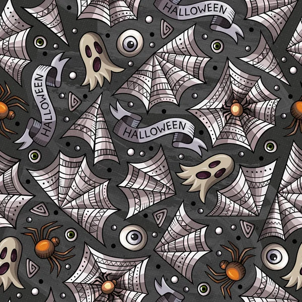 Мультфильм милый нарисованный вручную Хэллоуин безморщинистый узор — стоковое фото