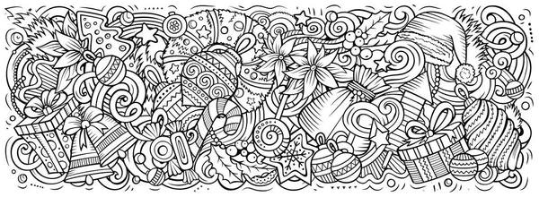 2020 doodles ilustração horizontal. Objetos de Ano Novo e elementos pôster — Fotografia de Stock