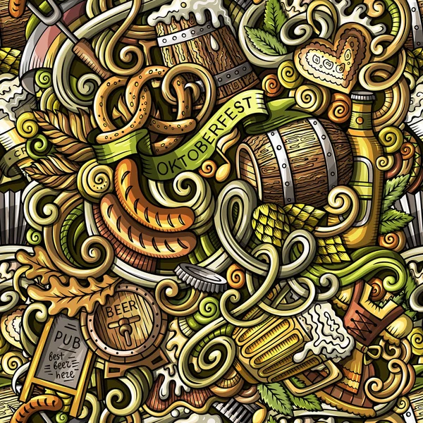 Cartoon niedliche lustige Kritzeleien Oktoberfest nahtloses Muster — Stockfoto