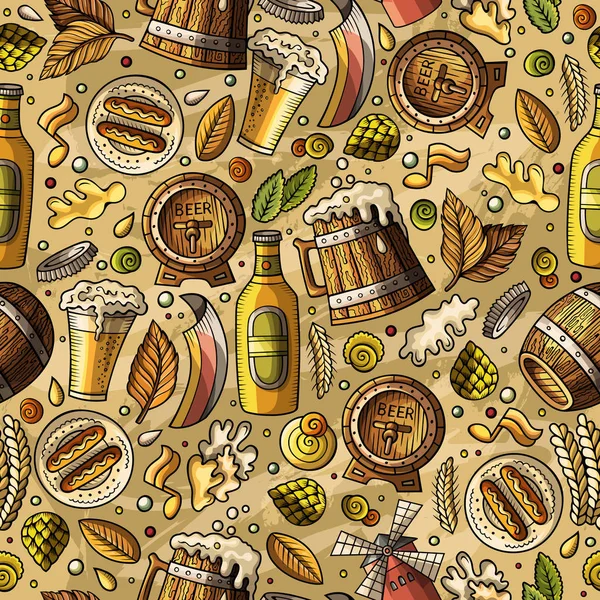 Cartoon cute hand drawn Beer fest seamless pattern — Stock Photo, Image