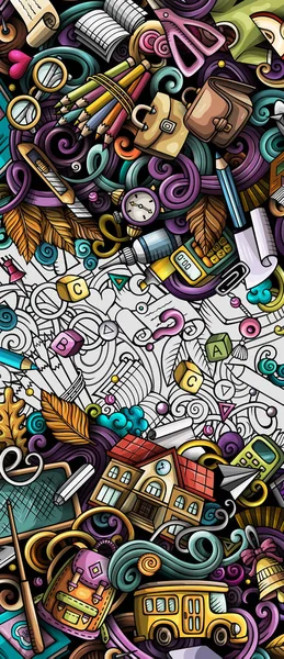 Tecknad söt färgglada handritade doodles skolan bakgrund — Stockfoto