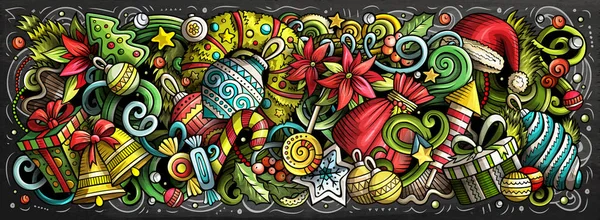 2020 doodles ilustração horizontal. Objetos de Ano Novo e elementos pôster — Fotografia de Stock