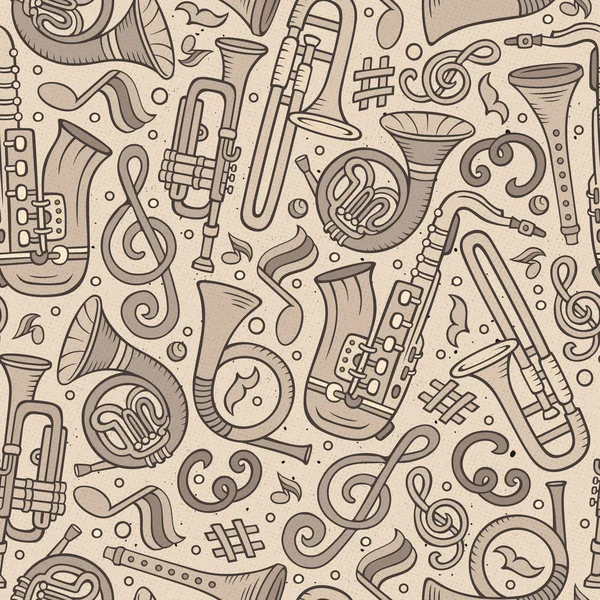 Cartone animato disegnato a mano modello classico musica senza soluzione di continuità — Vettoriale Stock