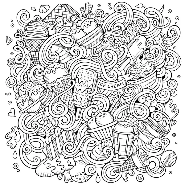Χέρι-που καρτούν doodles παγωτό εικονογράφηση — Διανυσματικό Αρχείο