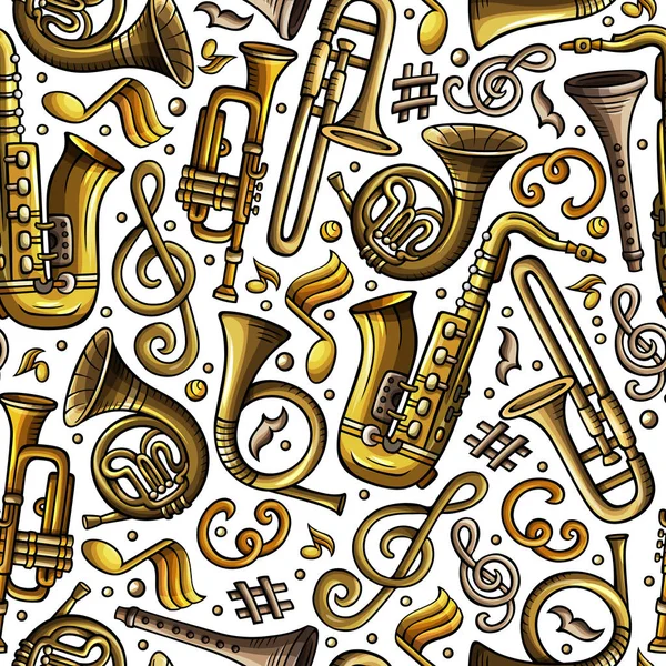 Cartoon hand getekende klassieke muziek naadloze patroon — Stockvector