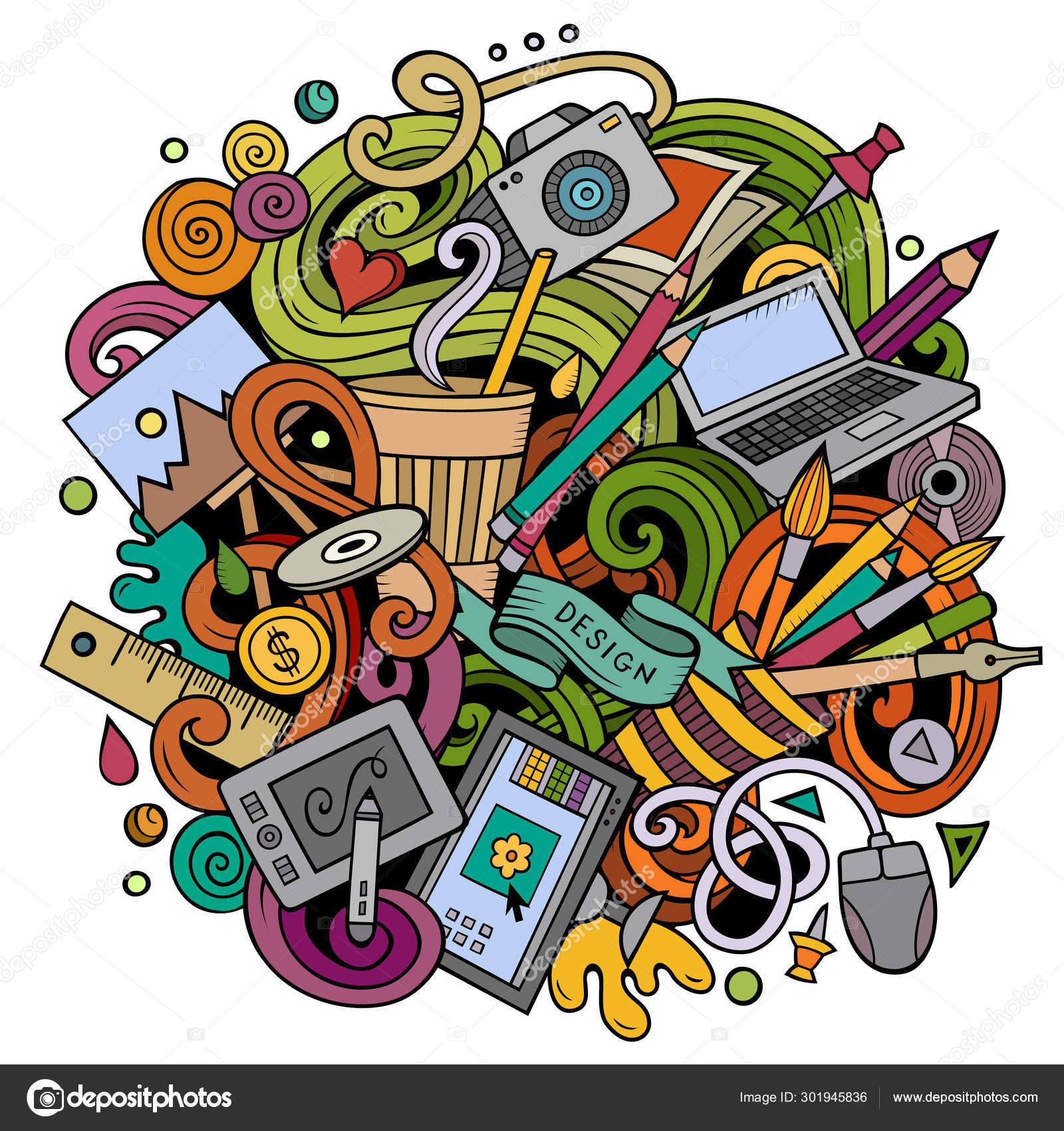 Cartoon vector doodles Art and Design illustration Stock Vector Image