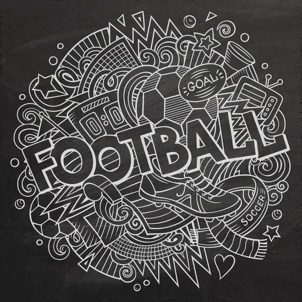 Desenhos animados bonito doodles mão desenhada ilustração Futebol — Vetor de Stock