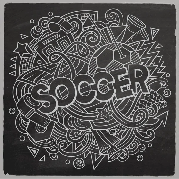 Desenhos animados bonito doodles mão desenhada Futebol ilustração — Vetor de Stock
