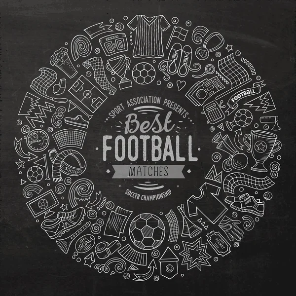 Conjunto de vetores desenho animado doodle Objetos de futebol —  Vetores de Stock