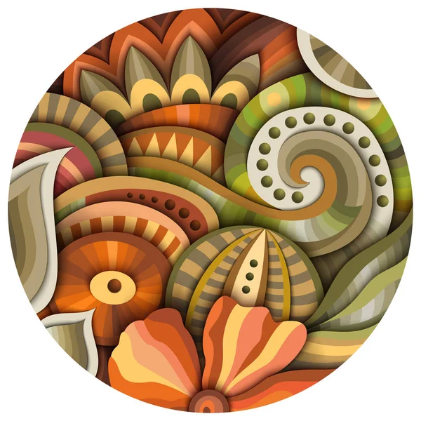 Volumetrische abstrakte fantastische bunte runde Blume Illustration — Stockvektor