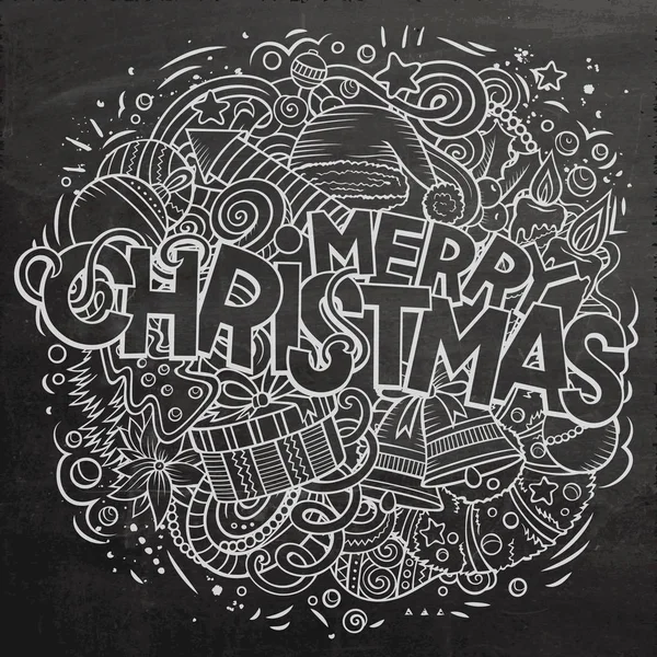 Mutlu Noeller doodle illüstrasyon. Yeni Yıl nesneleri poster tasarımı — Stok Vektör