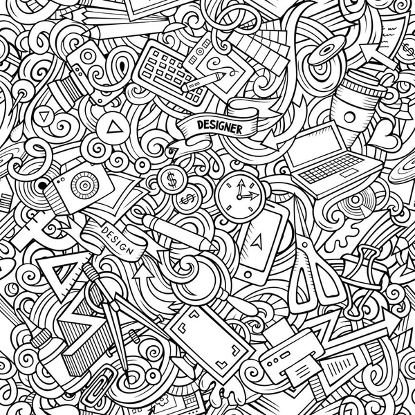 Tecknad söt doodles handritade designer sömlösa mönster — Stockfoto