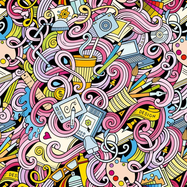 Karikatury, kreslené čmáranice na téma bezešvé pattern Design — Stock fotografie