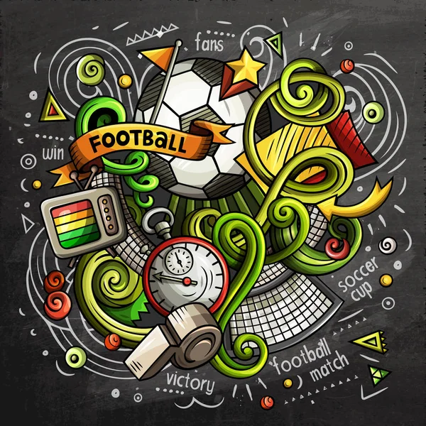足球卡通涂鸦插图。黑板设计 — 图库照片