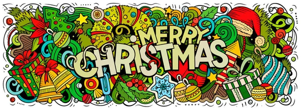Mutlu Noeller doodle illüstrasyon. Yeni Yıl nesneleri ve elemanları tasarımı — Stok Vektör