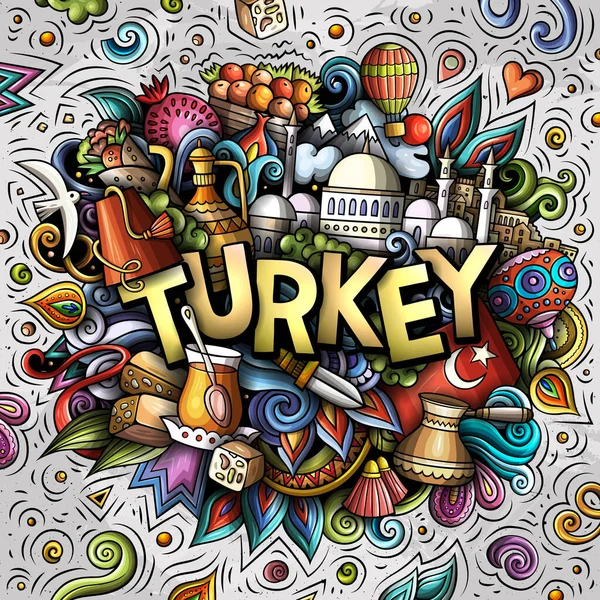Turkije met de hand getekend cartoon doodles illustratie. Grappig reisontwerp. — Stockfoto