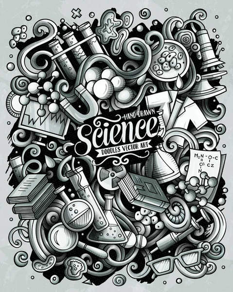 Science hand drawn raster doodles illustration. Poster design. — Stock Photo, Image