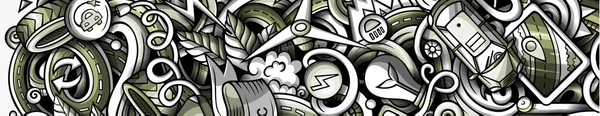 Carros elétricos mão desenhada doodle banner. Folheto detalhado dos desenhos animados . — Fotografia de Stock