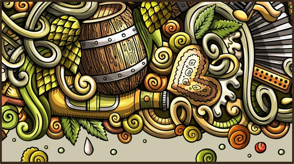 Pivní slavnost ručně nakreslil čmáranici. Podrobný leták - karikatura. — Stock fotografie
