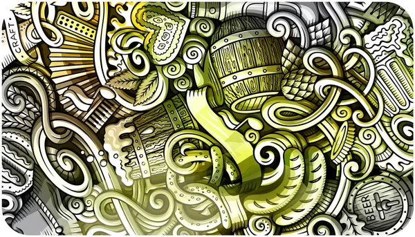 Cerveja Fest mão desenhada doodle banner. Folheto detalhado dos desenhos animados . — Fotografia de Stock
