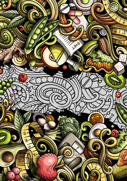 饮食食品手绘涂鸦横幅。漫画详细传单. — 图库照片