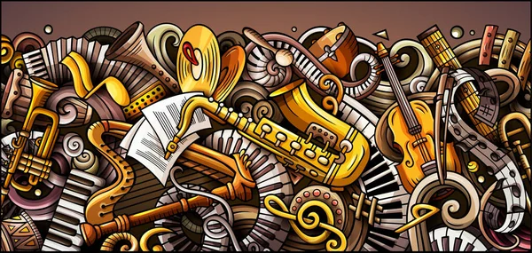 Handgezeichnetes Doodle-Banner der klassischen Musik. Cartoon-Flyer. — Stockfoto