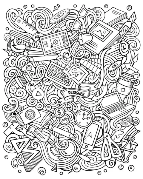 Cartoon raster doodles kunst en design illustratie. — Stockfoto