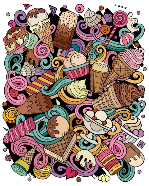 Helado dibujado a mano raster garabatos ilustración . —  Fotos de Stock