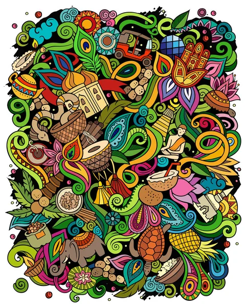 India disegnato a mano scarabocchi raster illustrazione. Design poster indiano. — Foto Stock