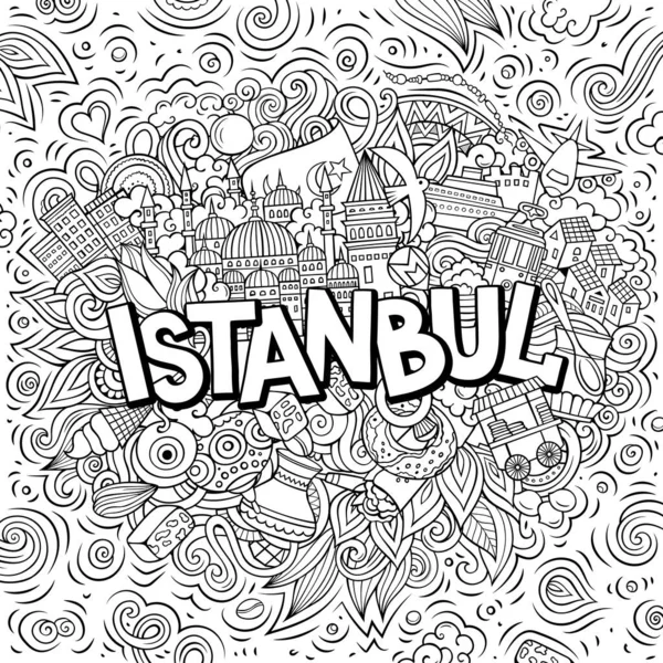 İstanbul eliyle karikatür çizimi çizdi. Komik seyahat tasarımı. — Stok fotoğraf