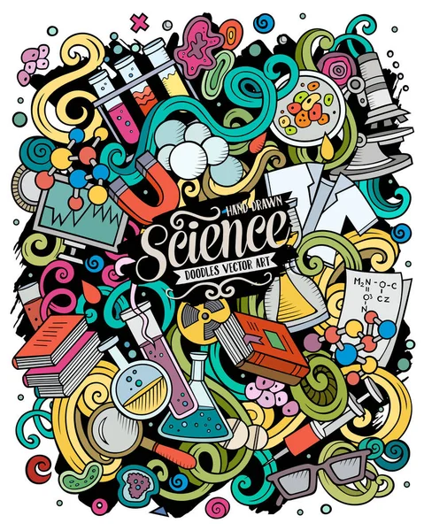 Ciencia dibujado a mano raster garabatos ilustración. Diseño de póster . — Foto de Stock