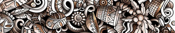 África mão desenhada doodle banner. Folheto detalhado dos desenhos animados . — Fotografia de Stock