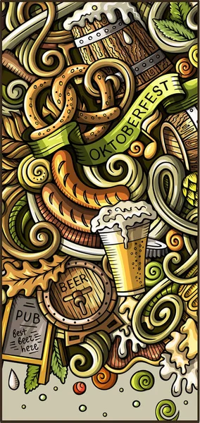Cerveja Fest mão desenhada doodle banner. Folheto detalhado dos desenhos animados . — Fotografia de Stock