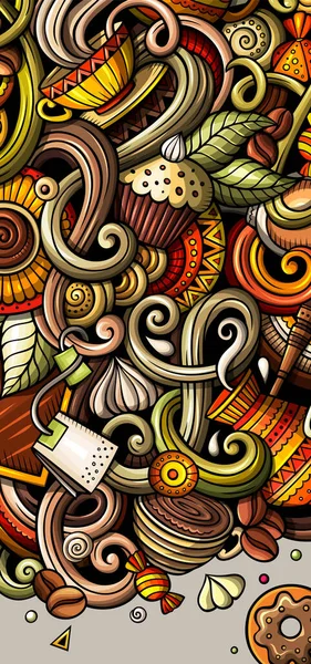 Café mão desenhada doodle banner. Folheto detalhado dos desenhos animados . — Fotografia de Stock
